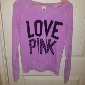 VINTAGE VICTORIAS SECRET PINK PURPLE leopard logo v neck crewneck size small